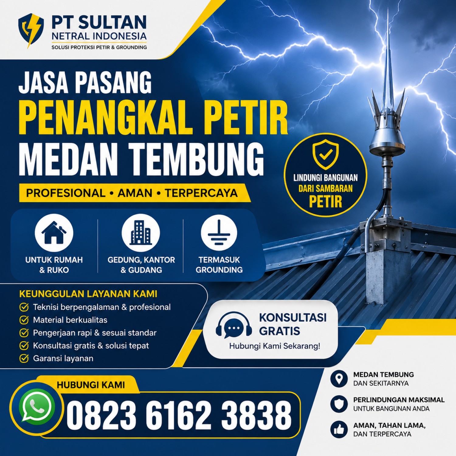 Jasa Pasang Penangkal Petir Medan Tembung