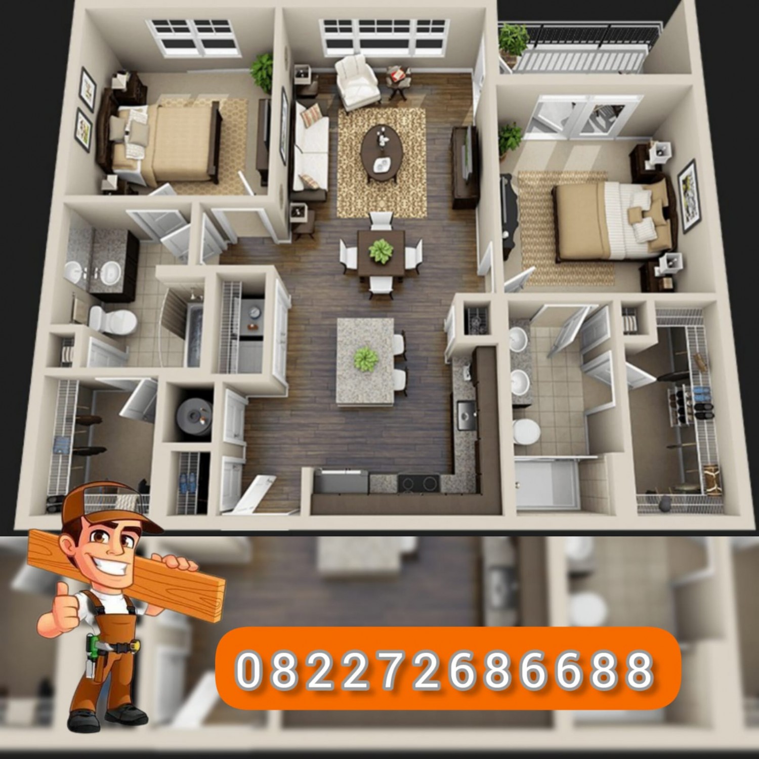 Jasa Interior Rumah Kantor Bangun Purba