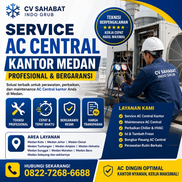 Service AC Central Kantor Medan Profesional