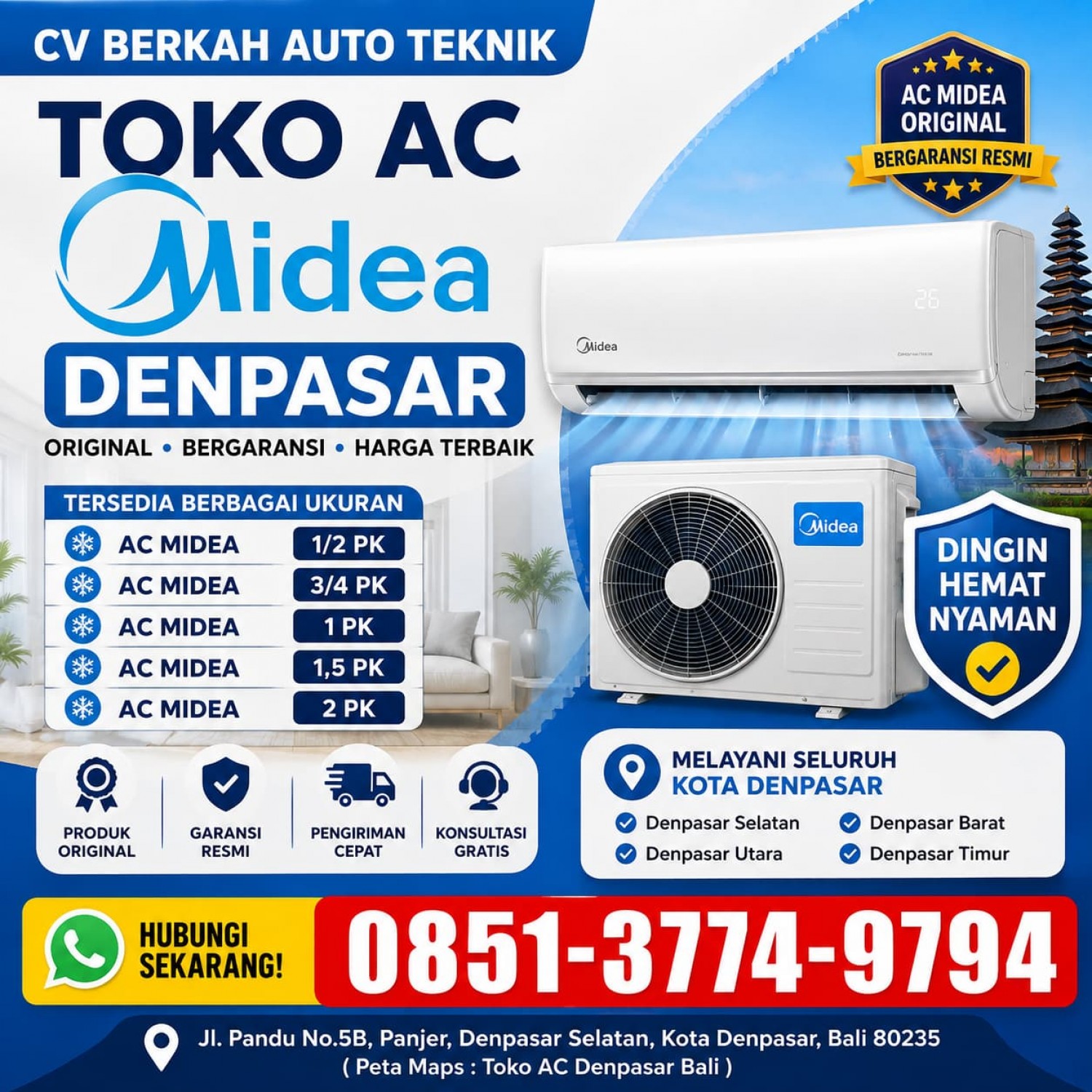 Toko AC Midea Denpasar 085137749794