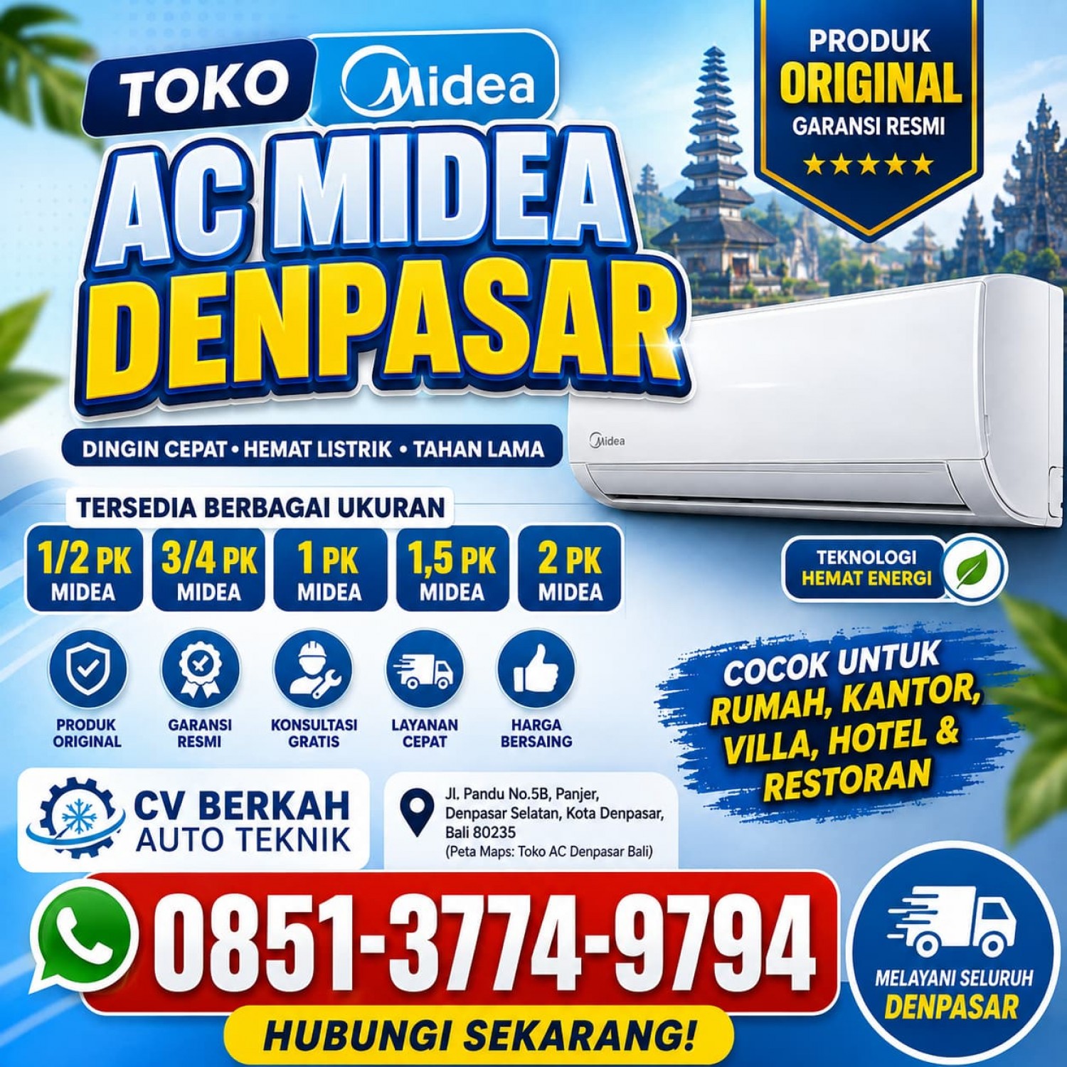 AC Midea 1 PK Denpasar 085137749794
