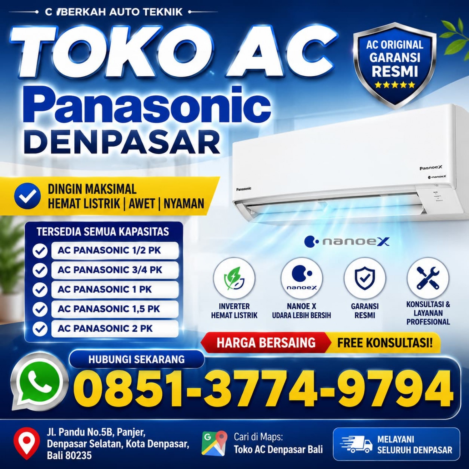 AC Panasonic 1 PK Denpasar 0851-3774-9794