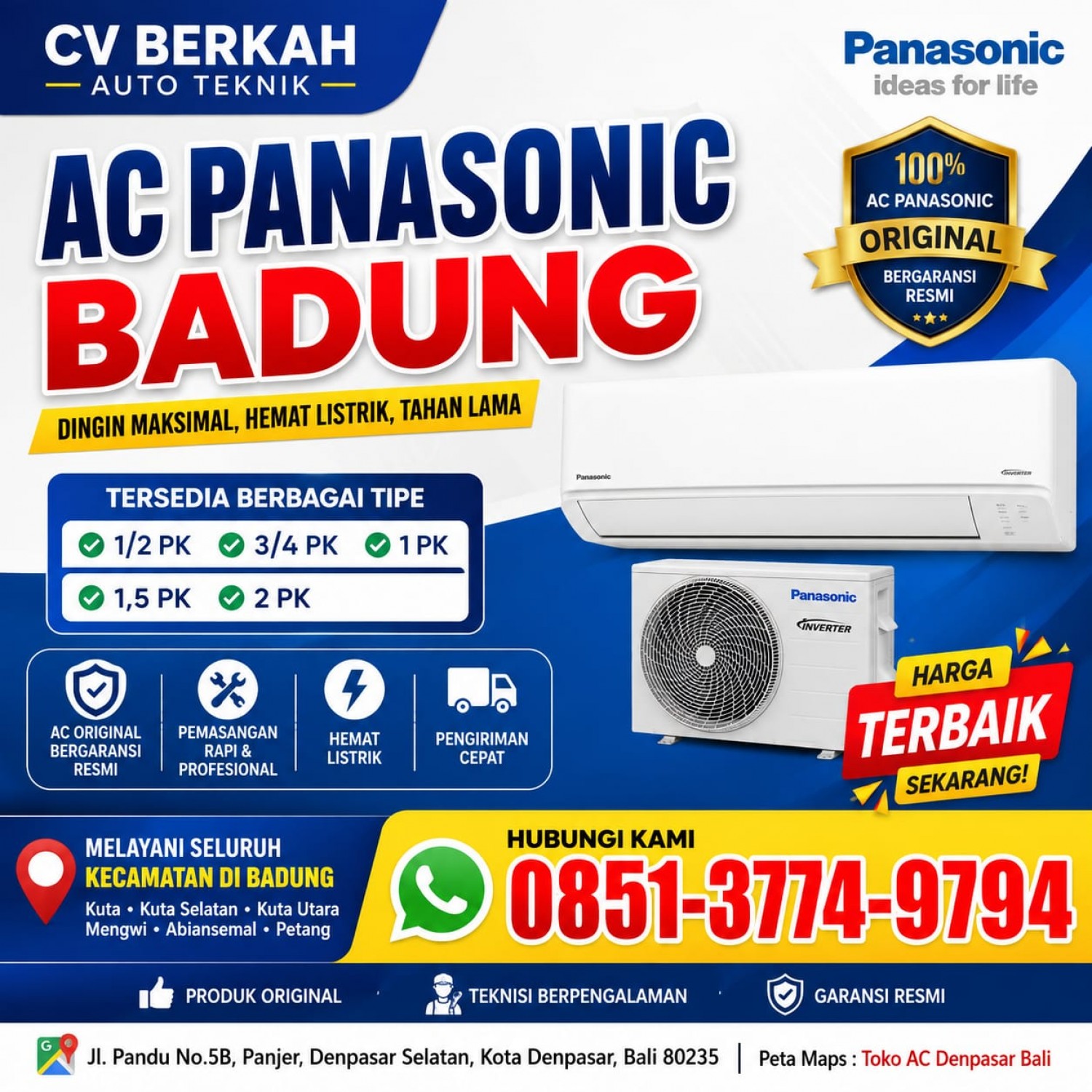 AC Panasonic 0,5PK Badung 0851-3774-9794
