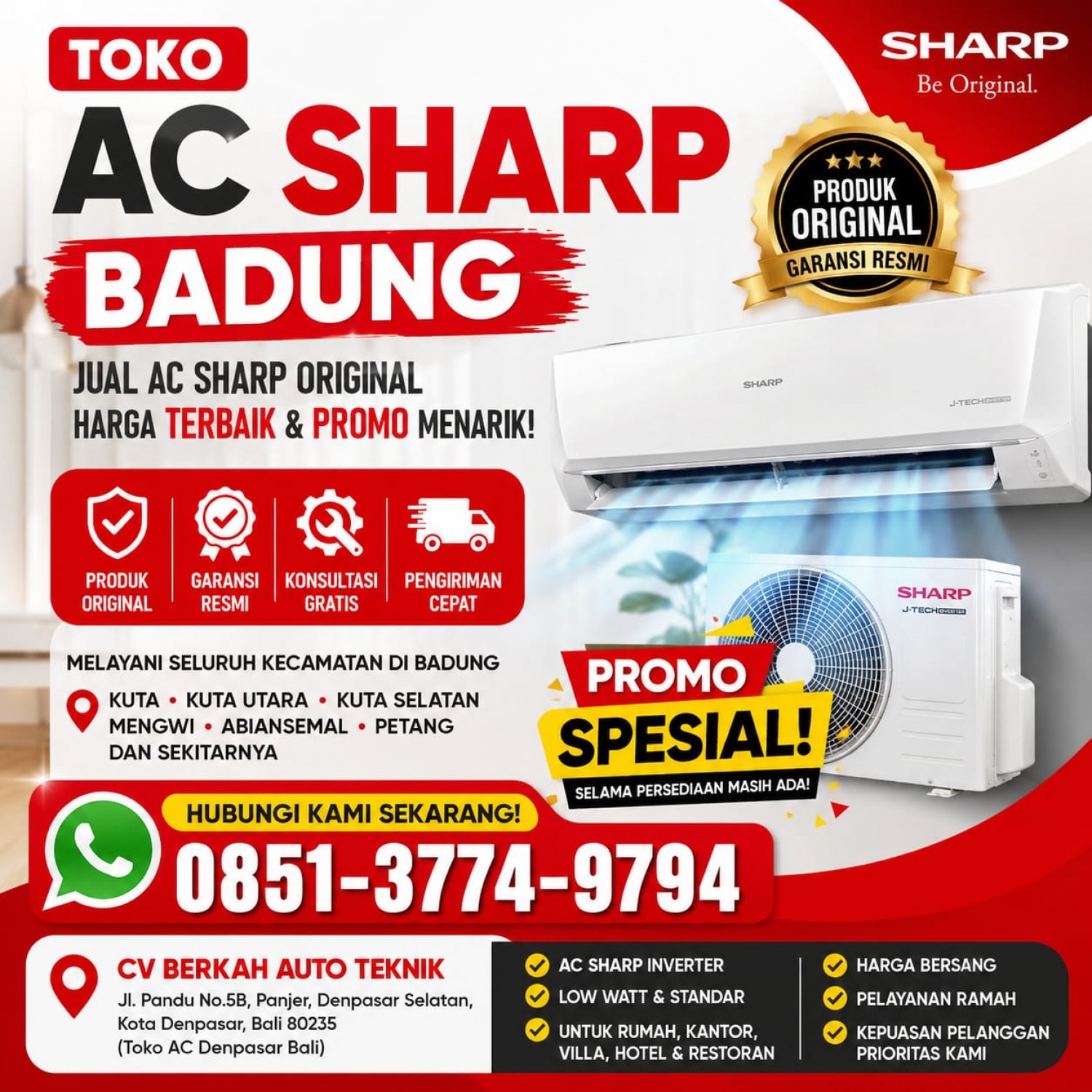 AC Sharp 2PK Badung 085137749794