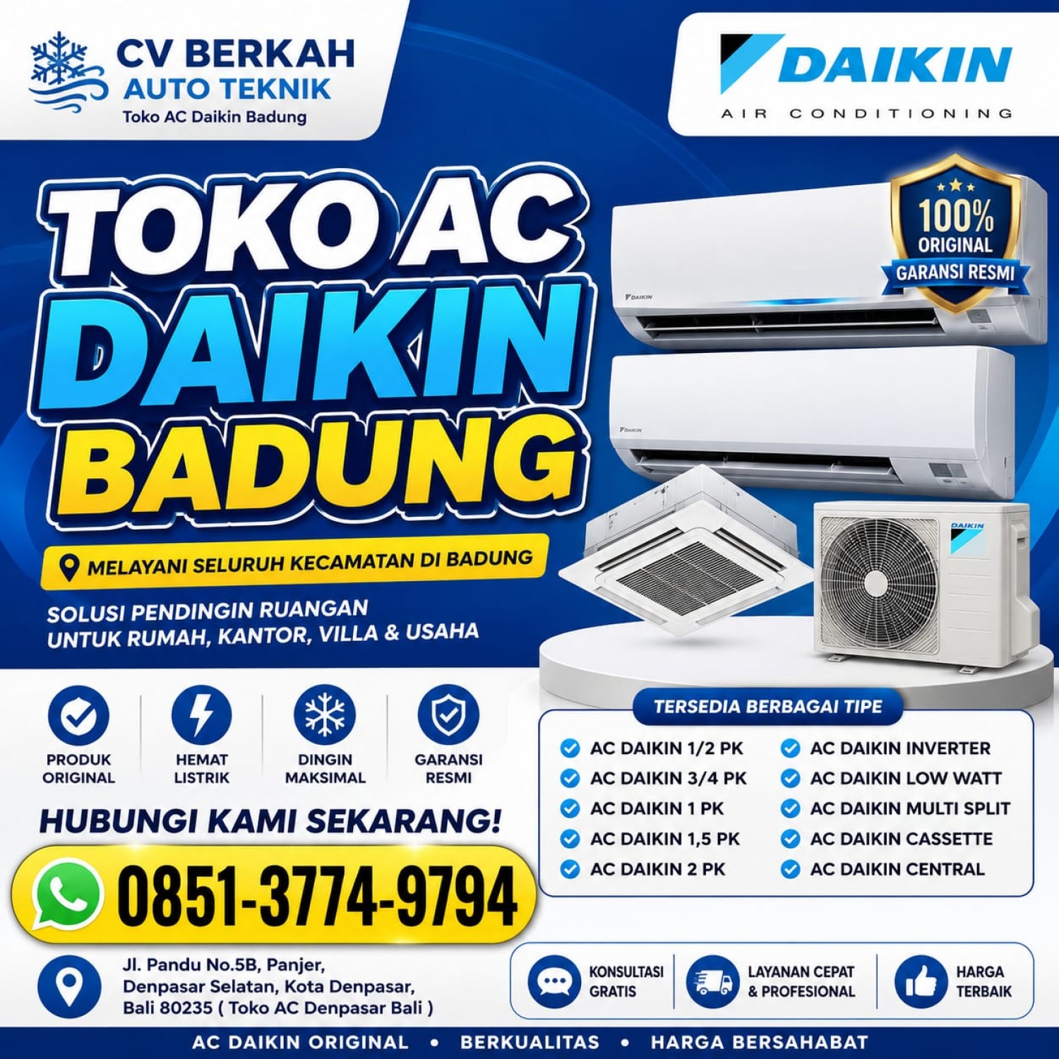 AC Daikin 1PK Badung 085137749794