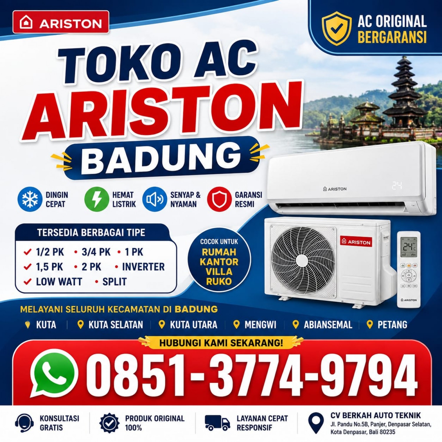 Toko AC Ariston Badung 085137749794