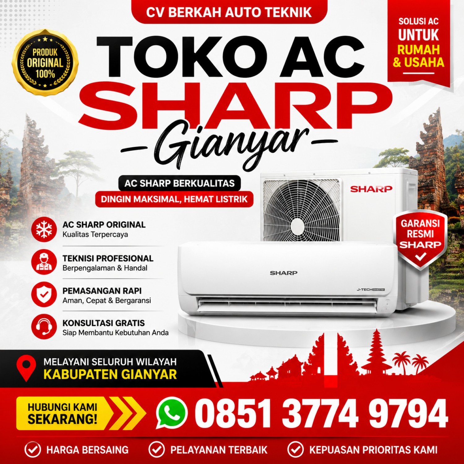 Jual AC Sharp 1PK Gianyar