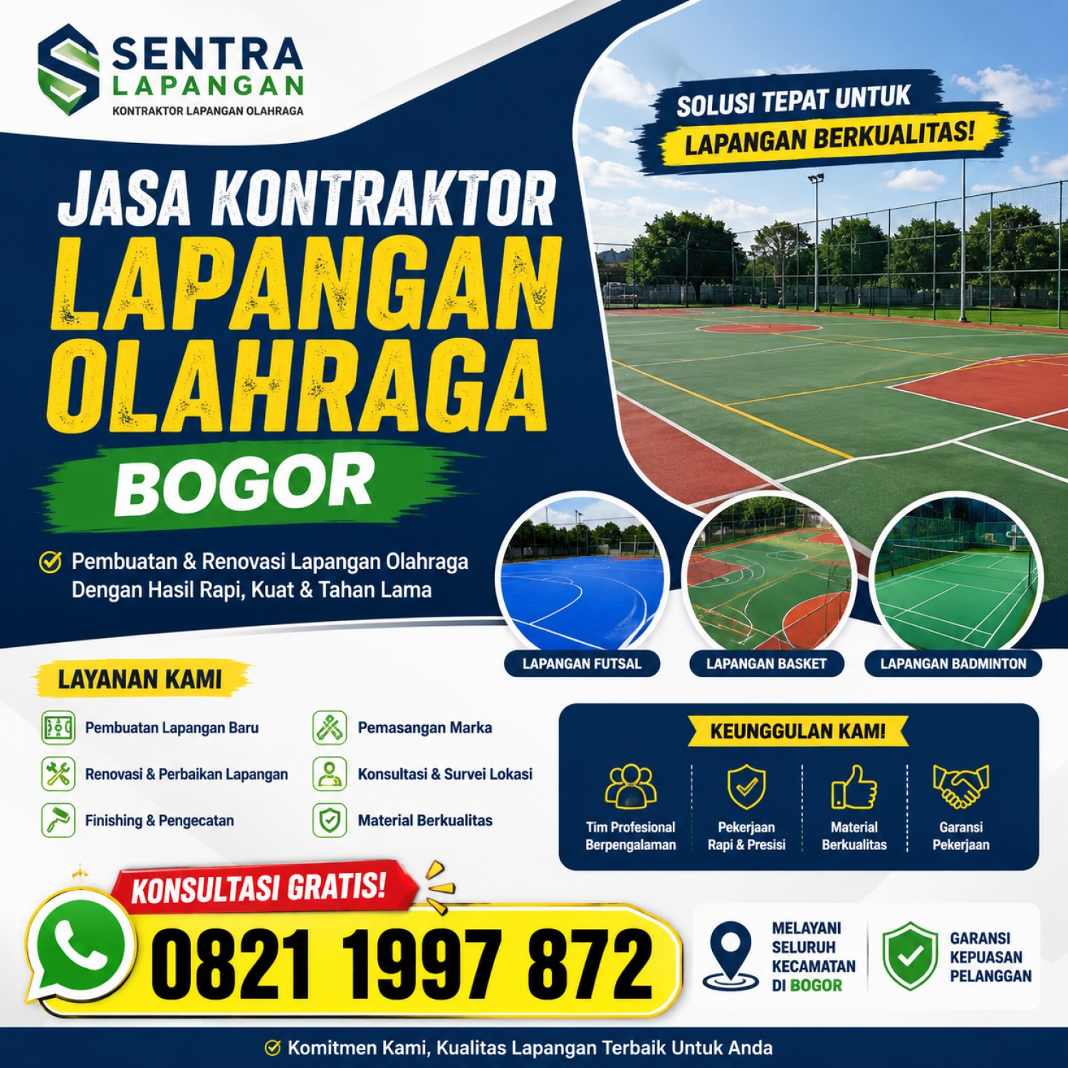 Jasa Kontraktor Lapangan Olahraga Bogor