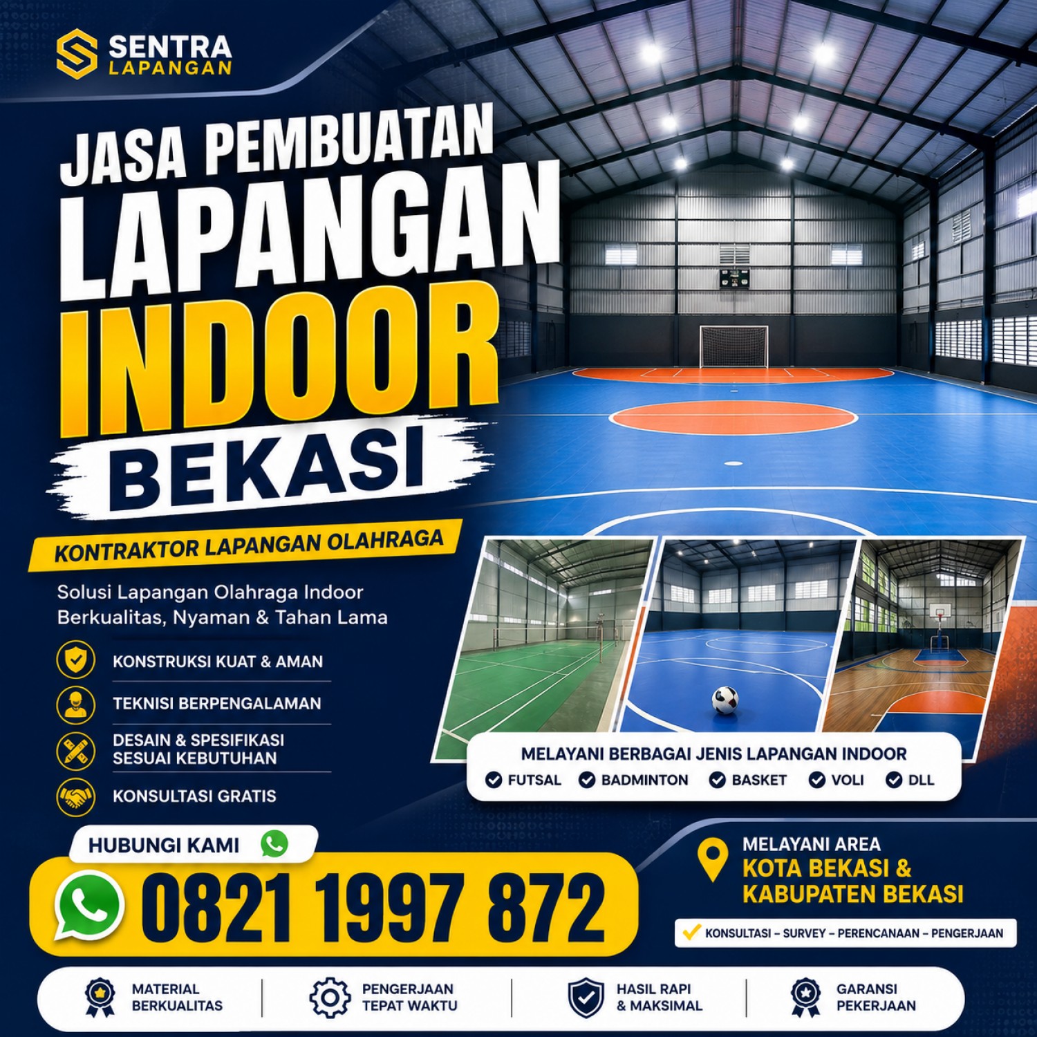 Jasa Pembuatan Lapangan Indoor Bekasi