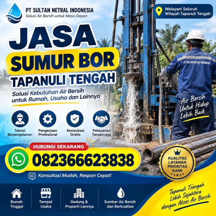 Jasa Sumur Bor Tapanuli Tengah