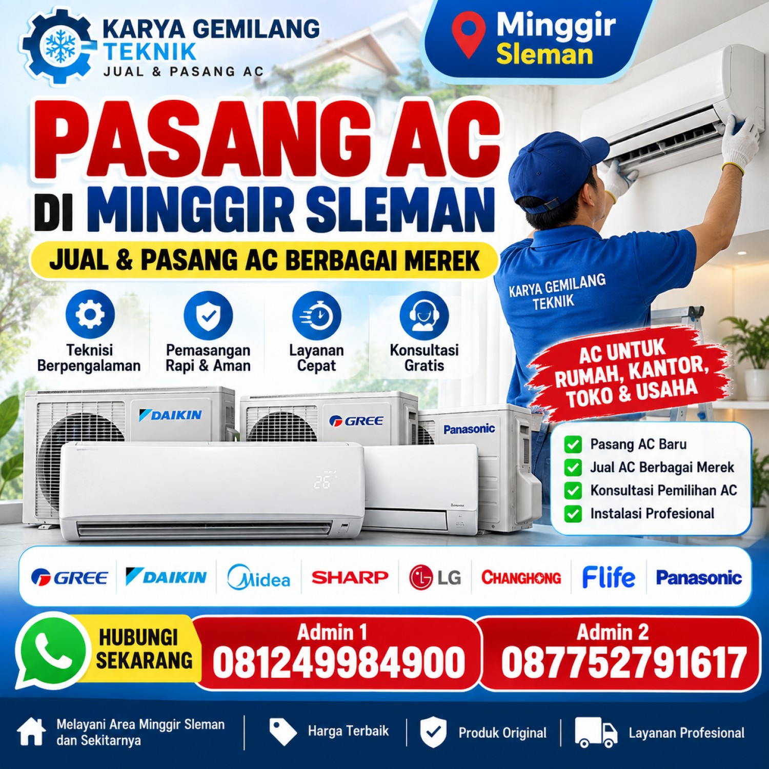 Pasang AC di Minggir Sleman
