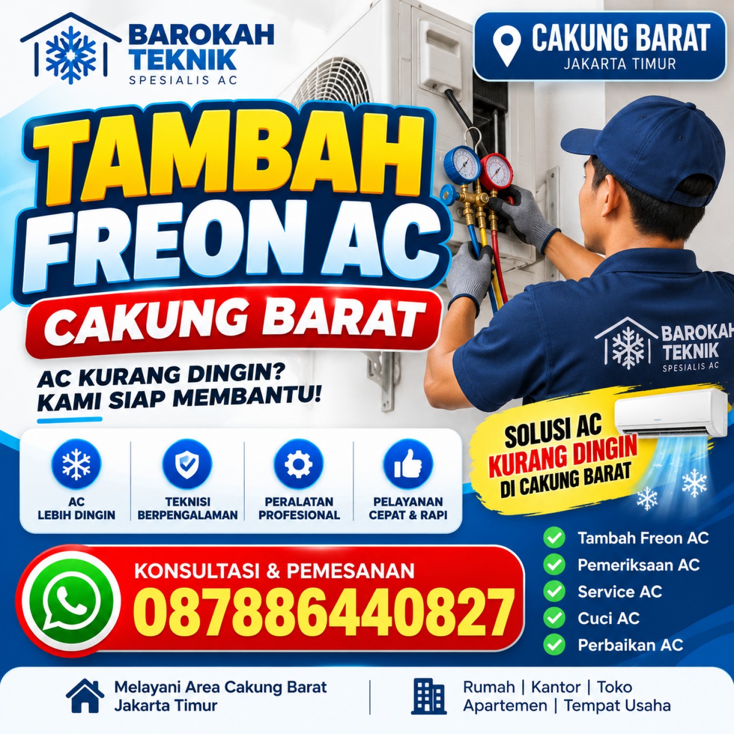 Tambah Freon AC Cakung Barat