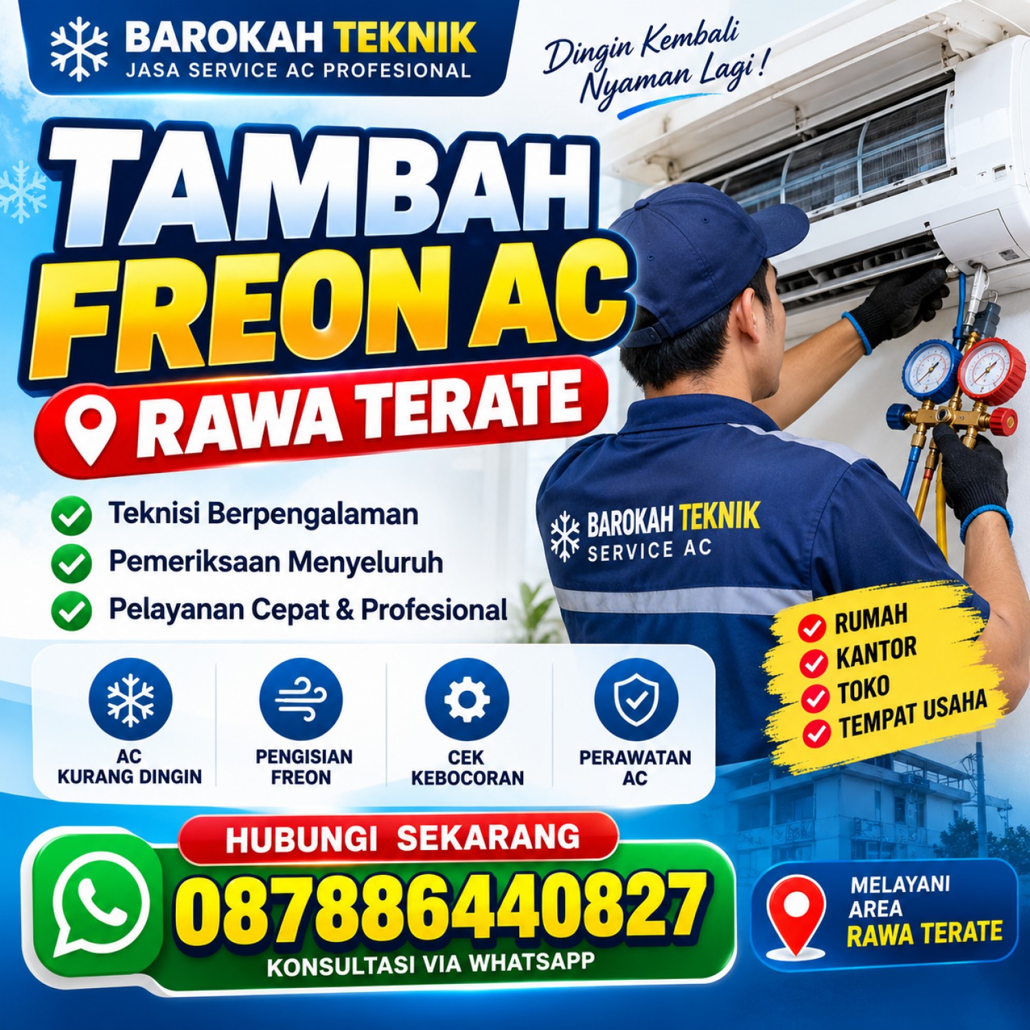 Tambah Freon AC Rawa Terate