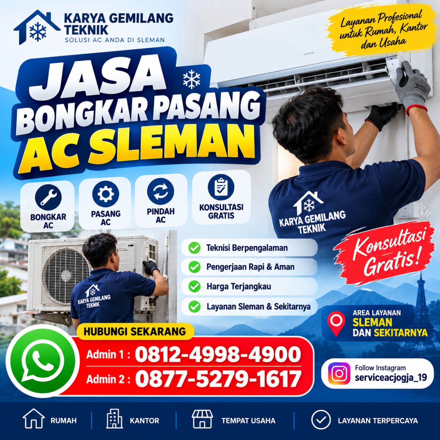 Jasa Bongkar Pasang AC Sleman