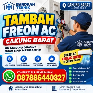Tambah Freon AC Cakung Barat